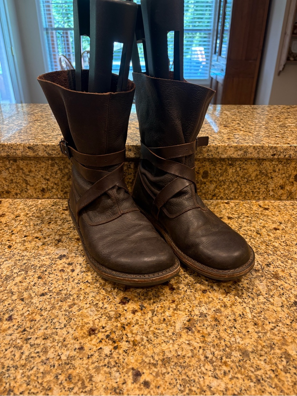 Trippen Men’s Brown Leather Fold Boots Size 44 US Mens Size 10.5 Mid Calf Wrap
